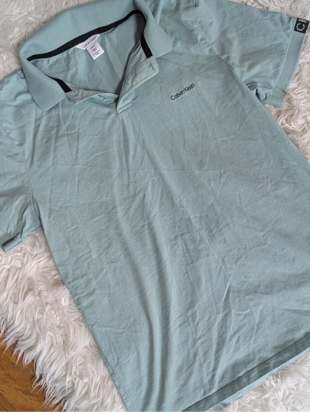 Calvin Klein Men's Light Green Polo Shirt Size S/P 100% Cotton